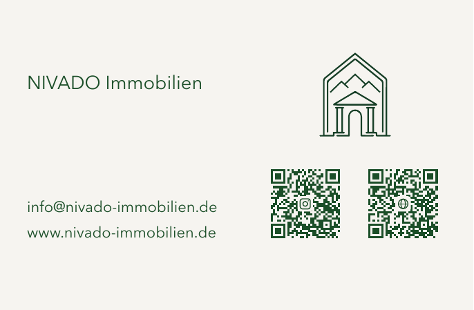 NIVADO Immobilien Visitenkarte mit QR-Codes